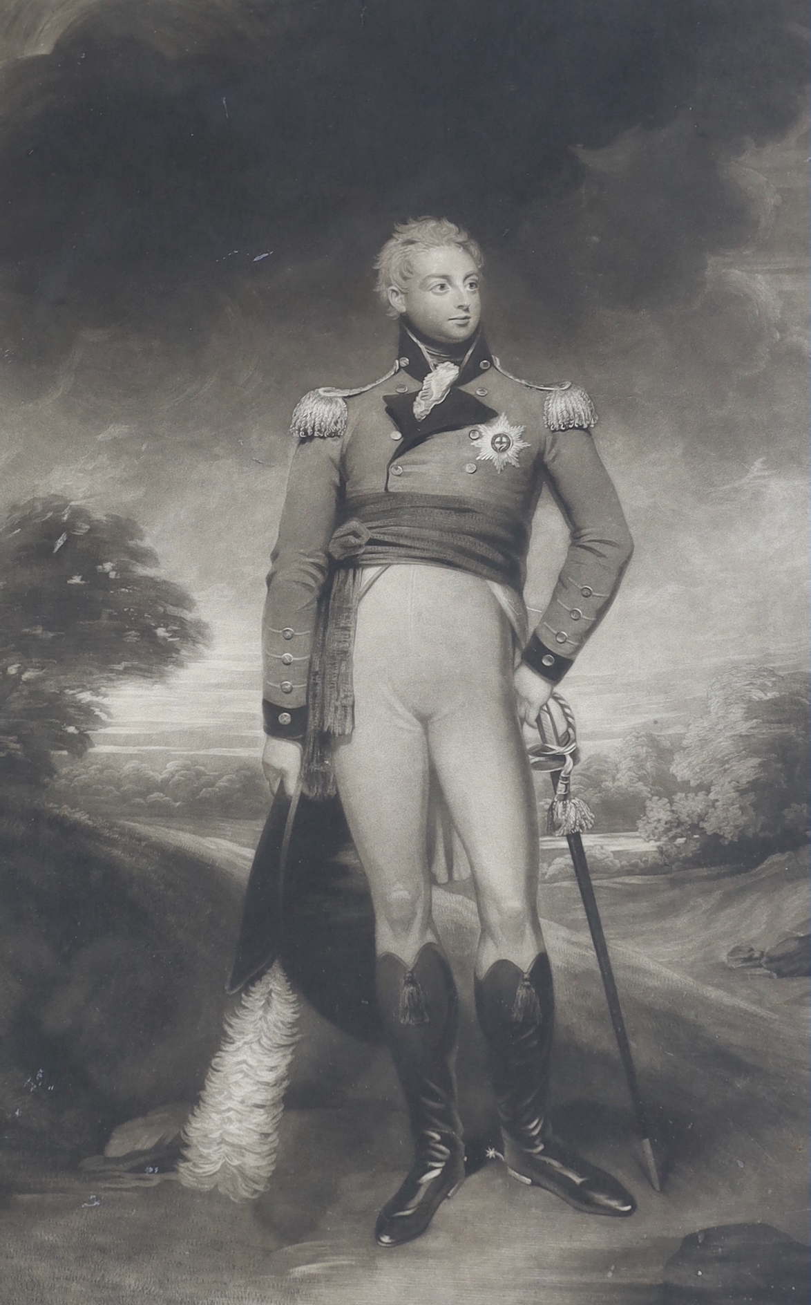 William Say after Sir William Beechey, mezzotint, 'His Royal Highness William Frederick Duke of Gloucester and Edinburgh ...', published by Say 1807, visible sheet 71 x 44.5cm